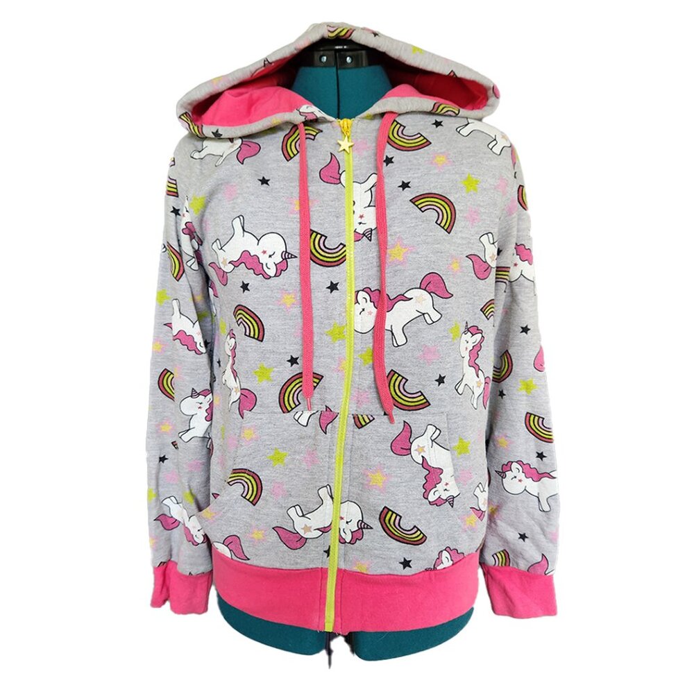 Hot Topic Adorable Unicorn Hoodie with Rainbows & Stars - Size Small